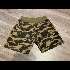 Bape Yellow Camo Sweat Shorts